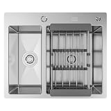 ANW HOME Lavello Cucina 2 Vasche 61x51 cm, Acciaio Inox 304