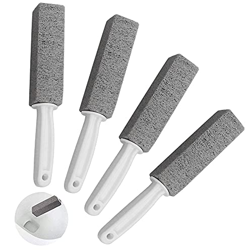 Guichangkai 4Pcs Pumice Cleaning Stone with Handle Toilet Bowl Ring Remover Cleaner Brush Stains Hard Water Ring Remover Rust Grill Griddle Cleaner for Kitchen Bath Pool Household Cleaning, Grey