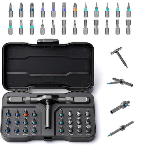 24 in 1 Magnetic Screwdriver Set, DIY Ratchet Screwdriver Set with Detachable Handle, Portable Compact Repair Tool Kit for Furniture Laptop Electronicsv Bicycle