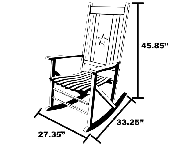 Leigh Country Heartland Rocker with Star Cutout, Natural Finish, Wooden Outdoor Seating for Porch/Patio/Deck by Leigh Country - Used condition - US$64.45