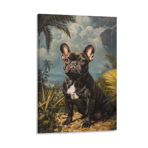 Bulldog français impression sur toile haute définition de qualité premium 30x45