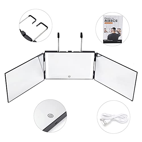 Espejo colgante 360 con luces LED y soporte mural miniatura 3