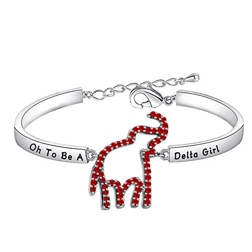 BAUNA Sorority Bracelet with Red Elephant Charm Oh To Be A Greek Sisterhood Gift
