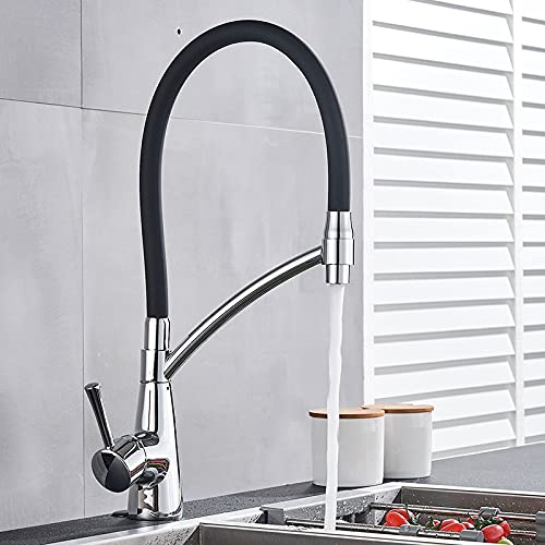 Robinet de cuisine à tirette avec rotation libre et jet monomode
