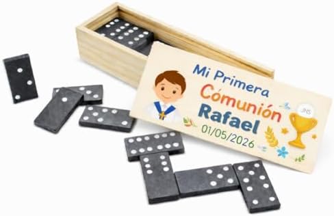 Set of 5 Personalised Wooden Dominoes with Box – Communion and We...