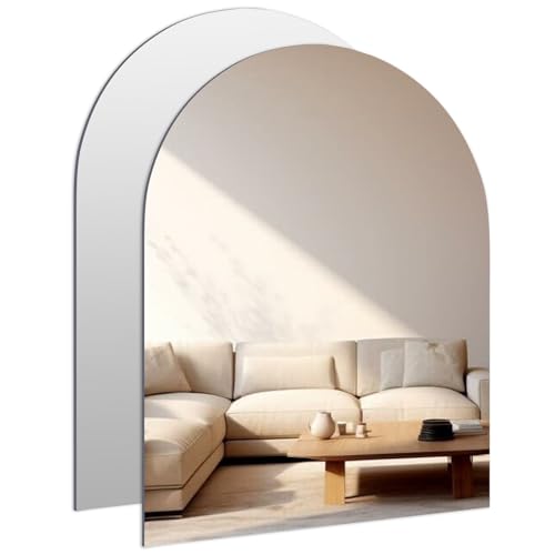 ROYUEXT 2 espejos de arco autoadhesivos para el baño, 40 x 30 cm, sin marco, espejo de pared HD, espejo decorativo de pared para salón, aseo de invitados, dormitorio, bricolaje