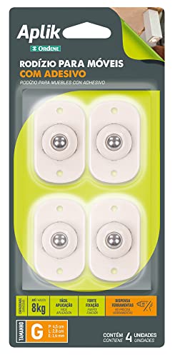 Rodízio para Móveis com Adesivo, Cor Bege, Linha Aplik, Ordene.