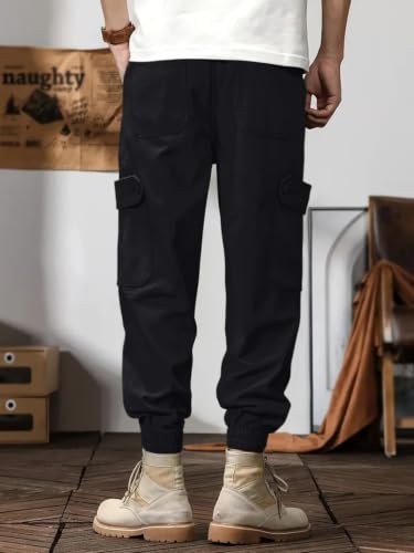 Image of Leriya Fashion Men's Cargo Pants | 6 Pocket Cotton Cargo Joggers for Men | Loose Fit Stylish Pant with Pockets | Casual Baggy Trousers & Streetwear Lower