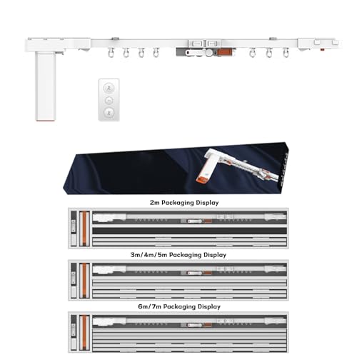 RUIPUOWNO Ceiling Smart Electric Curtain Track, Silent Curtains System Auto Curtain Closer/Opener, Motorized and Adjustable Tracks for Bedroom, Living Room, Study,White,2m - Image 7