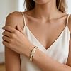 MILAKOO 8mm Oval Bangle for Women with Simulate Diamond Stackable Stainless Steel Bracelets, Silver #1