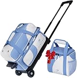 Flextro 3 Ball Bowling Bag with Wheels - Heavy Duty Rolling Bowling Bag for 3 Balls & Shoes - Premium Smooth Rolling System & Reinforced Frame