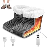 Elektrischer Fußwärmer für Damen & Herren mit Geteiltem Design, Beheizte Stulpen mit 12 Temperaturstufen & 6-Stunden-Timer, Schnellaufheizend mit Langem Kabel für Büro & Zuhause