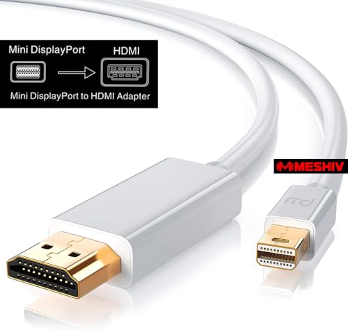 Image of Mini DisplayPort Thunderbolt 2 To HDMI Male To Male Cable 1.8m Mini DP To HDMI Gold Platted Compatible with HDTV, Laptop, Monitor, Projector etc. (White)