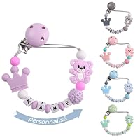 Attache Tetine Personnalisé-Attache Tetine Personnalisée en Silicone pour Bébé avec Noms, Cadeau pour Garçons, Filles et Nouveau-nés (Couleur 3)