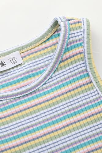 Image of BINIDUCKLING Toddler Tank Top Girls Summer Cute Striped Sleeveless Top 24 Months-8 Years