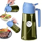 YARRAMATE Dispensador de Aceite de Oliva Juego con Scuro Protezione Dalla Luce, 470ml Spray de Cocina 2 en 1, Verde Dispensador y Pulverizador de Aceite de Calidad Alimentaria (cielo azul)
