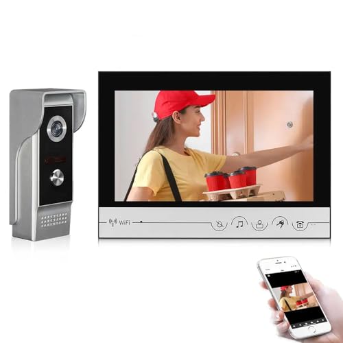 FTes RFKits Interphone Vidéo Tuya de 9'' avec Système de Caméra 700TVL Prise en Charge de l'Application de Déverrouillage de la Détection de Mouvement Instantané d'Enregistrement de Vision Nocturne