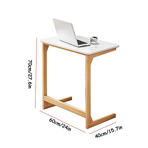 Removable Solid Wood Sofa Side Desk, Modern Simple L-Shaped Home Sofa Study Table, Easy Assembly And Detachable Wooden Frame, Pc Gaming Table Gamer Desk For Home Office,White,24X15.7X27.6In #TOP1
