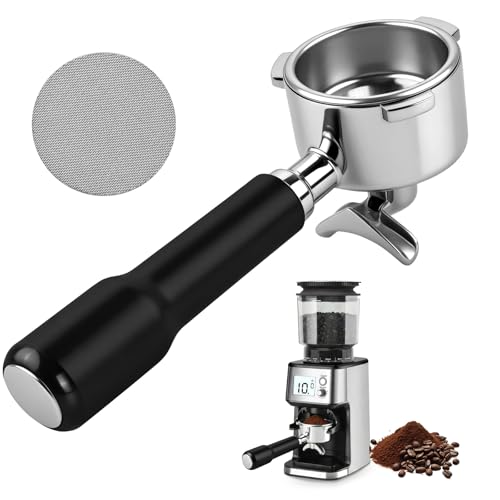 Ecofocet Siebträger 51mm 3 Ohren mit Doppel Auslauf Kompatibel mit Delonghi Dedica EC680/EC685/EC885 Filterkorb mit ABS Griff Edelstahl SiebträGer Filterhalter (Schwarz)