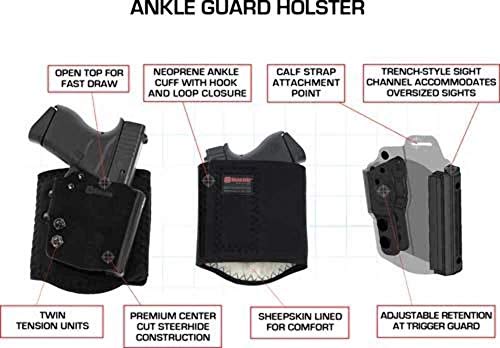 Galco Ankle Guard Holster Right Hand Glock 42 Hybrid Polymer and Leather Black