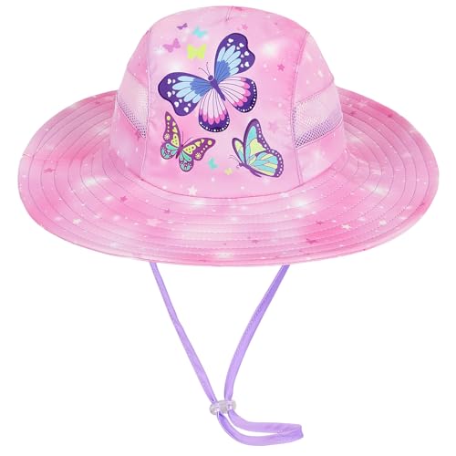 Image of Kids Sun Hat for Toddler Girls Unicorn Bucket Hats UV Protection Summer Hat for Kids Wide Brim Fishing Hat 2-8 Years