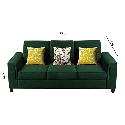 Image of Casaliving Nancy 3 Seater Sofa Set for Living Room | Colour - Green