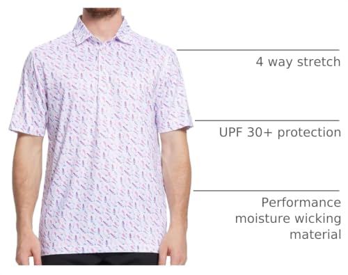 Image of Golf Shirts for Men Dry Fit Short Sleeve Print Performance Moisture Wicking Polo Shirt