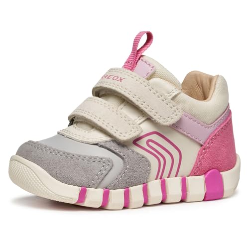 Geox Jungen Mädchen B IUPIDOO Girl First Walker Shoe, Grey/Fuchsia, 25 EU