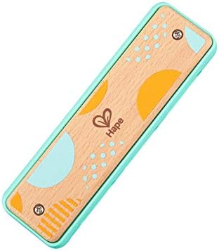 Hape Blues Harmonica | 10 Hole Wooden Musical Instrument Toy for Kids, Blue-Green (E8916)