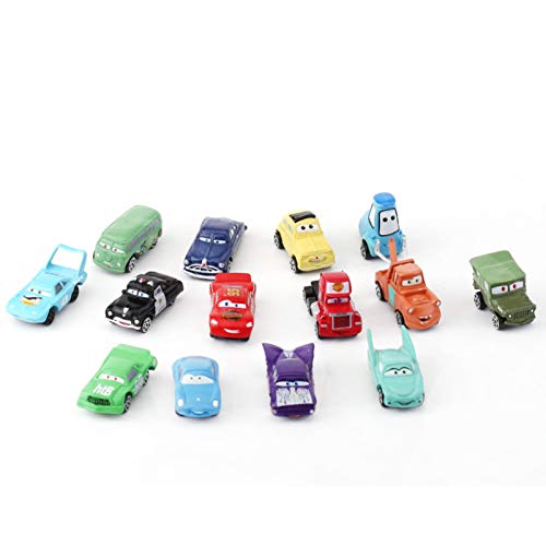 ZODIFEVI 14 Pcs Mini Racers Cars Miniature Car Figurine Toys Car Cake Toppers Cupcake Decorations