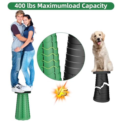 Image of Qiguet Collapsible Stool, Folding Chair - Upgraded Portable Chair with Load Capacity 400lbs, Portable Stool for Camping Fishing Hiking - Folding Stool,Gifts for Fisherman (All Army Green)