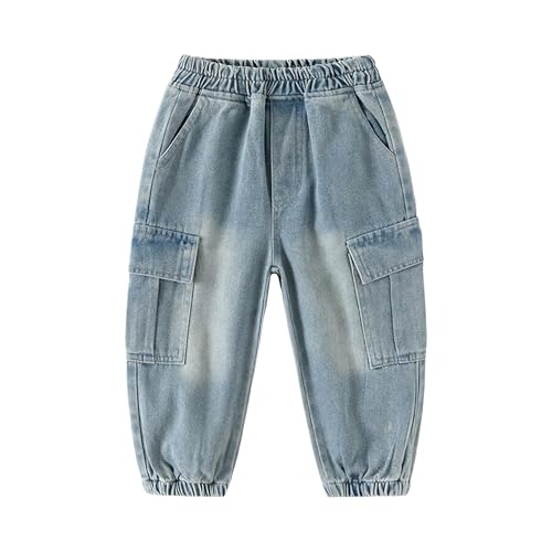 Toddler Boys Cargo Jogger Jeans Elastic Waist Cargo Denim Pants