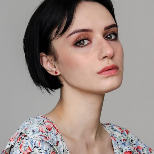 925 Sterling Silver Teardrop Ruby Stud Earrings Red Birthstone Earrings for Women Hypoallergenic Gemstone Earrings for Sensitive Ears2