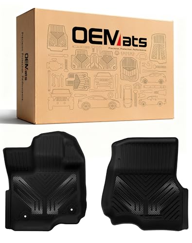 Image of 2-Piece Front TPE Floor Mats for Ford F-150 2015-2026 F150 Lightning 2022-2025 | Carbon Fiber Wing Design | Heavy Duty All-Weather Protection