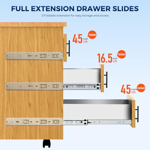 10 Pairs Soft Close Drawer Slides 18 Inches Heavy Duty Side Mount Metal Ball Bearing Full Extension Dresser Drawer Slides Silver by JOY DECOR - Image 3