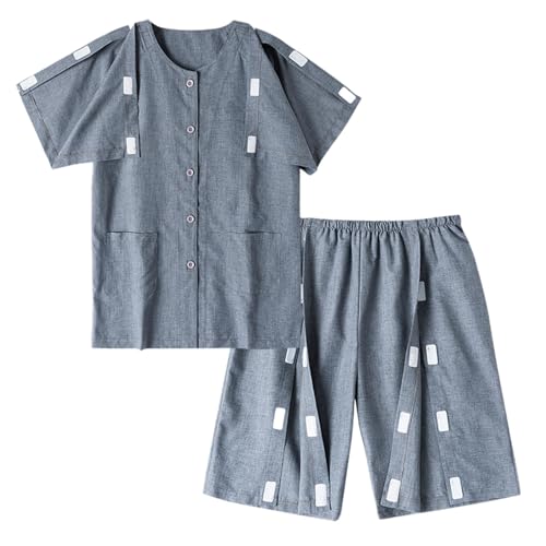 Ropa de paciente para hombre y mujer, juego de 2 piezas, traje postrado en la cama, camisas de recuperación para hombres y mujeres, traje de rehabilitación postoperatoria, pantalones de rehabilitación