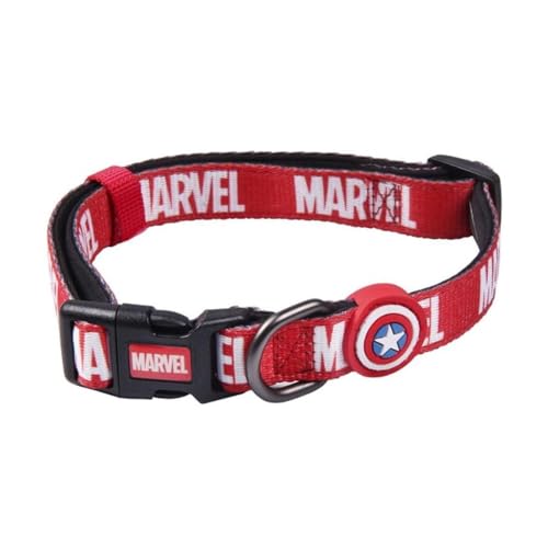Collare per Cani con Trama Marvel e Tessuto Resistente / Realizzato al 100% in Poliestere, con Gancio Metallico e Dettaglio - Licenza Ufficiale Marvel