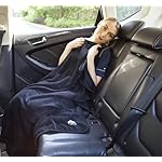 BlueHills Premium Soft Tall Travel Blanket Pillow Airplane Flight Blanket Long Throw in Bag Pillowcase with Backpack Clip Compact Large Long Traveling Essentials Portable Black T054 - Image 2