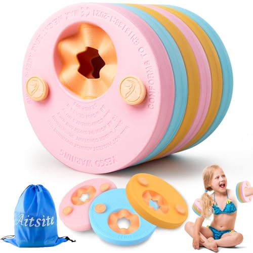 Aitsite 6pcs Manguitos Piscina Para Niños, Eva Bebé Flotadores De Piscina Espuma, Piscina Discos Flotadores, Manguitos Dolphin Con Bolsa De Almacenamiento Portátil, Para Niños De 2-6 Años
