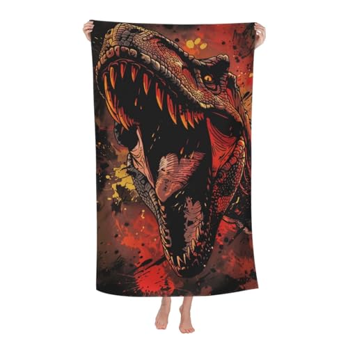 Toalla de Playa para Mujeres Niñas, Dinosaurio, Microseda Súper Suave y Ligera 31x51in