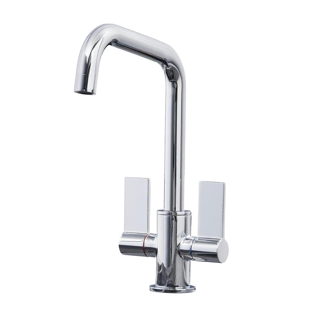 B&Q -  W18Ch Chrome Twin Lever D Shape 360 Swivel Spout Kitchen Mixer Tap