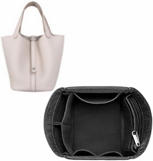 MTRSUE Felt Purse organizer Insert for Handbag, Women Handbag Organizers With Metal Zipper for Picotin (18, GREY-N)
