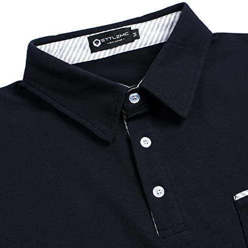 Men's Polo Shirt Long Sleeve Fashion Diagonal Strips Collar Classic Casual T-Shirt4