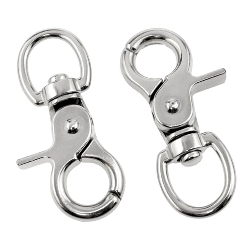 Lovelysp Zinc Alloy Key Chain Door Lock Pets Cage Hook Belt Clip Dog Leash Hooks for Webbing, leashes, pet Collars, Leash Rotation Clips (Silver 60mm) -2pcs