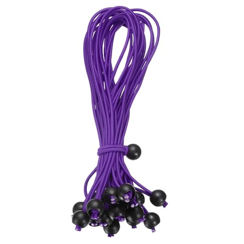 uxcell 12" Balls Bungee Cords, 20 Pcs Bungee Cords with Balls Elastic Tarp Tie Downs for Tents, Camping, Tarp, Posters, Expander Loops, Tarpaulin Holders, Tarpaulin Rubber (Purple/Black)