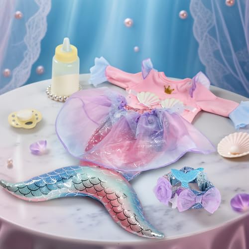 BABESIDE Mermaid Baby Doll Girl, 15-Inch Realistic Soft Baby Dolls with Shiny Mermaid Tail & Accessories, Cute Mermaid Toys for Girls Ages 3+ Kids, Christmas, Birthday - Thumbnail 7