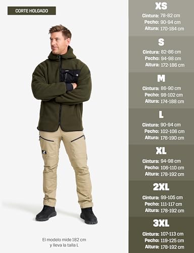 Miniatura 4 de Revolutionrace Sherpa Hoodie Para Hombre, Chaqueta Polar Cálida Y Duradera, Forest Night, L