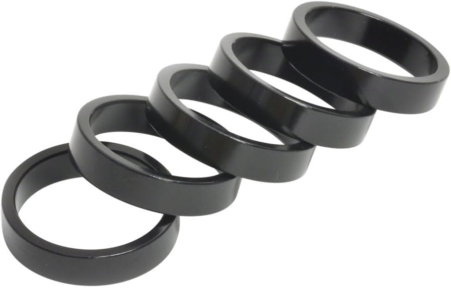 Replacement Compatible with Aluminum Headset Spacers 1-1/8' 7.5mm Black Set for Precision Bike Assembly Bicycle Bike
