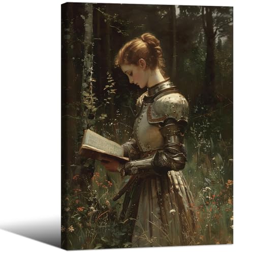 Poster Mittelalterliche dunkle Akademie Lady Ritter, Vintage-Renaissance, Antik-Wandkunst, 40,6 x