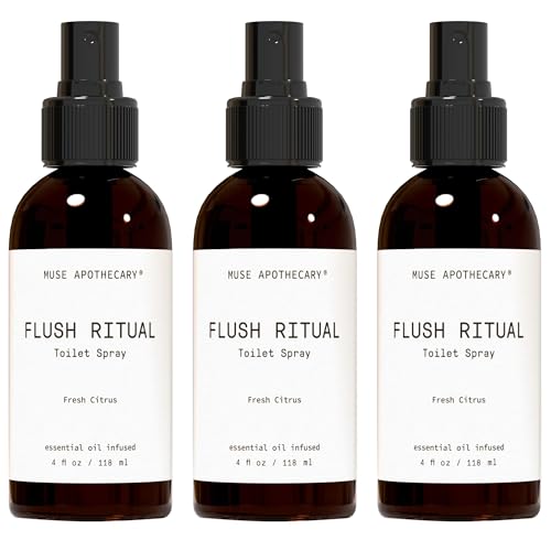 Muse Apothecary Flush Ritual - Aromatic &amp; Refreshing Toilet Spray, Use Before You Go, 4 oz, Infused with Natural Essential Oils - Fresh Citrus, Pack of 3